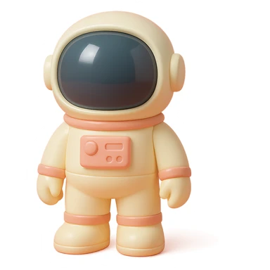 astronaut with a shiny helmet and space suit, standing pose in vinyl figure style sticker