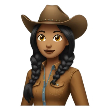 cowgirl straight black hair sticker