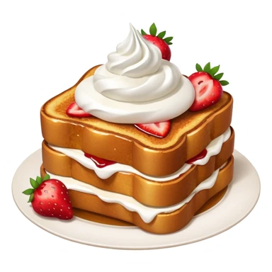 French toast with strawberry on top and whipped cream sticker
