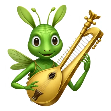 grasshopper playing lyre sticker
