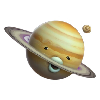 planet Saturn with a cartoon sleepy snail face sticker