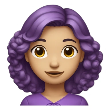 Fille avec des cheveux violet , une robe violette et une fleur dans les cheveux sticker