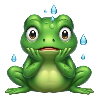  قورباغه ای که‌ ناراحته و دستش رو سرشه و اشکش در اومده sticker