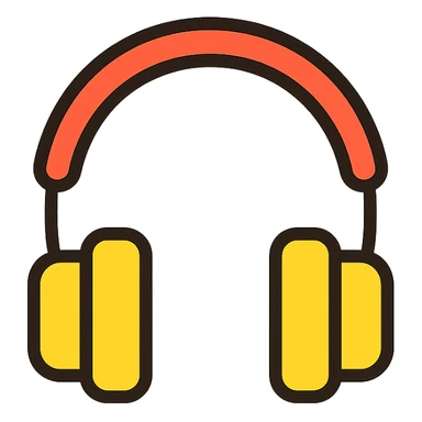 headphones, lineal color icon with black outlines, modern and friendly sticker
