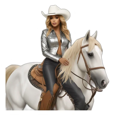 Beyoncé wear in silver cowboy  ridding   reneigh horse sticker