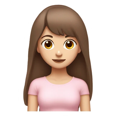 Brown hair bangs yoga girl light pink clothes n sticker