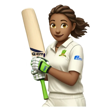 Women Cricketer + cricket bat sticker