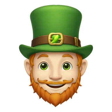 leprechaun emoji, smiling, wearing a green hat sticker