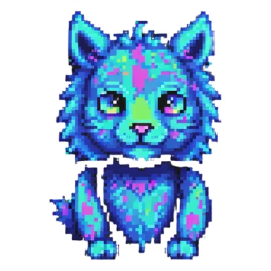 Neon Fantasy Furry-Fakémon-Creature with splash markings (full body) sticker