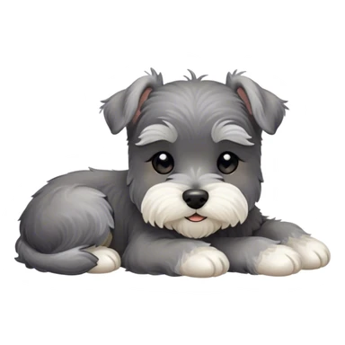 Meme-Worthy Cute Sleeping Miniature Schnauzer Portrait Emoji, Head gently tilted in a relaxed, blissful slumber with a soft, contented smile and eyes tenderly closed, featuring a neat salt-and-pepper fur with charming, relaxed features, simplified yet irresistibly endearing, highly detailed, glowing with a soft, cozy radiance, high shine, exuding gentle, heartwarming charm, styled with a soft glowing outline, capturing the essence of a sleeping Miniature Schnauzer that looks perfectly poised to become a viral icon of adorable rest! sticker
