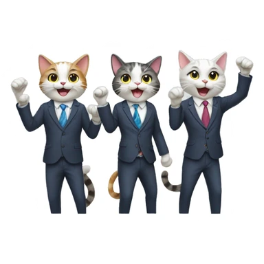 three cats wearing ties and cheering sticker