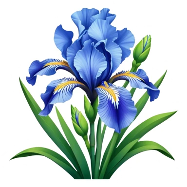 big bouquet Sky Blue Iris, luxuriant, leaf, bud sticker