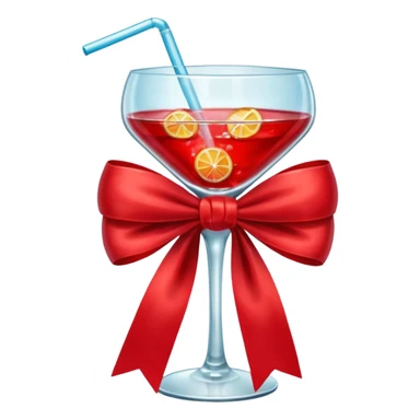 Red bow with a cup of drink sticker