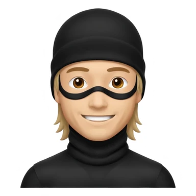 A guy with a mullet and a black baclava sticker