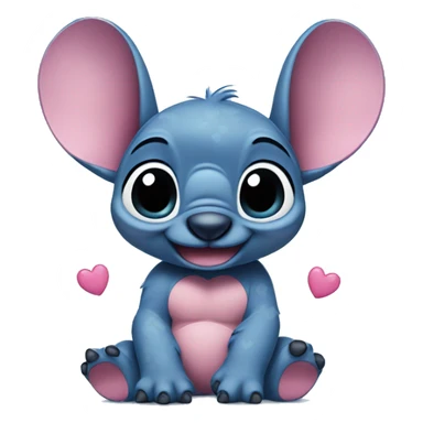 disney character stitch with pink hearts sticker