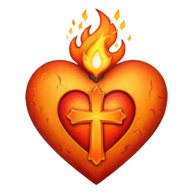 A heart with a cross and flame coming out of the top sticker