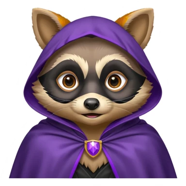 . l'expression du visage du raton est ultra surpris "shock" alors ce raton laver doit être équipé d'une cape de thieving noir avec trim bordure mauve comme dans le jeu old school runescape. au centre de la cape une icone de masque de voleur est visible  sticker