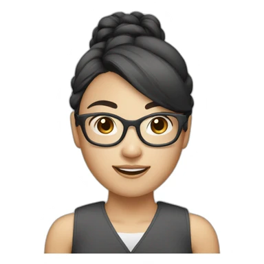 asian woman 32 years old with pony tail and glasses sticker