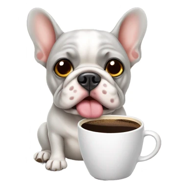 french buldog with coffe sticker