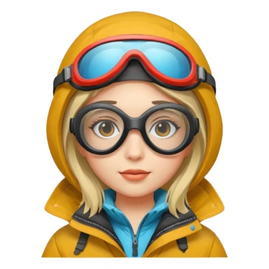 girl in parka, wearing goggles sticker