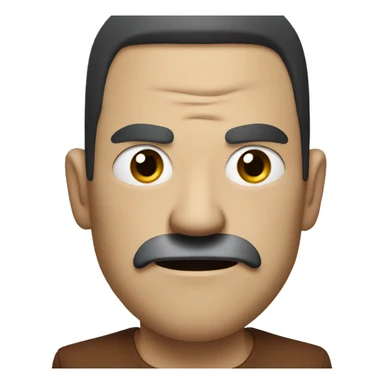an angry man with very short black mustache. short hair to right sticker