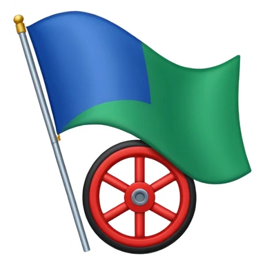 Drapeau bande bleu en haut bande verte en bas et roue rouge au milieu sticker