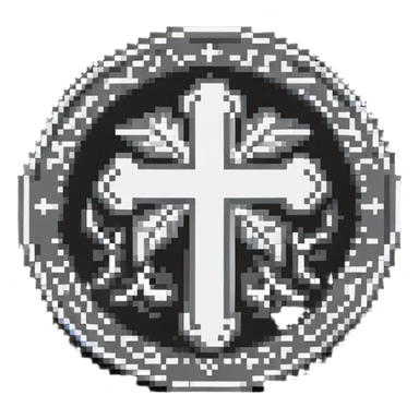 antique medieval silver coin with cross symbol sticker