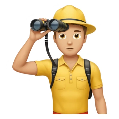 Male lifeguard – yellow shirt, binoculars in hand, scanning the sea, full body sticker