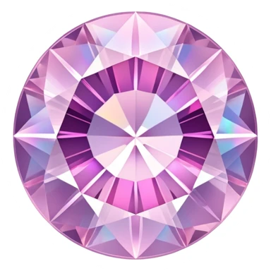round cut light pink kunzite gemstone, classic faceted style, holographic rainbow shine inside sticker