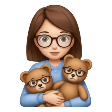  girl with single teddy bear she is wearing glasses bear without glasses  sticker