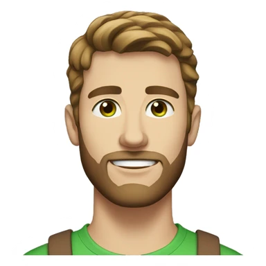 White male, age 25, brown hair, short beard, no mustache, green/blue eyes sticker