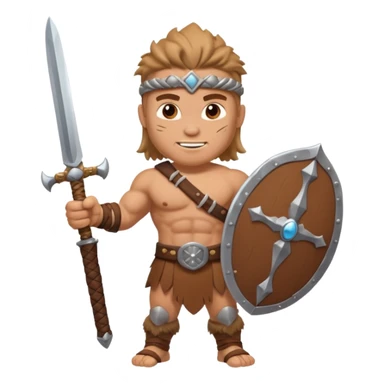 A barbarian waving a sword in greeting sticker