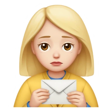 emoji writing a letter with calm sad face and a single tear sticker