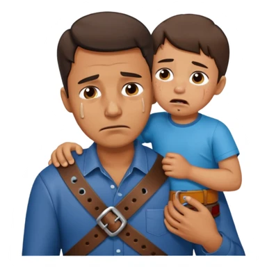Dad using belt on kid sticker