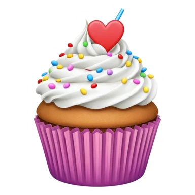 Cupcake with heart liner with white icing and colorful sprinkles  sticker