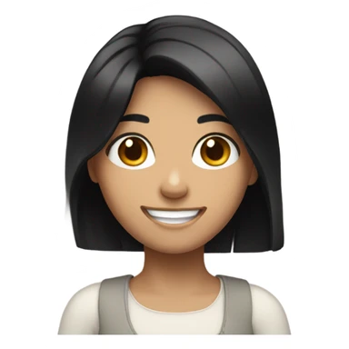 Smiling Girl black hair raising arms  sticker