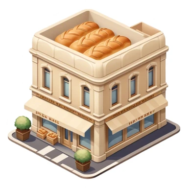 beige parisian bakery, isometric exterior view sticker