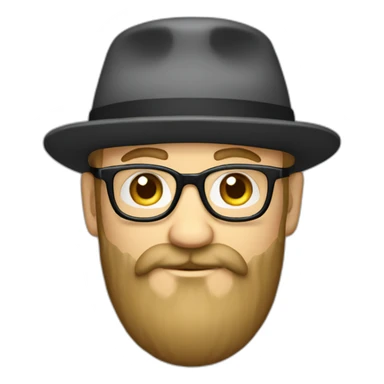 white guy with, flatcap, glasses and long black beard sticker