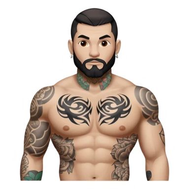 tattoo man, white skintone, more highlight the tattoo, body builder, heavy tatto on fully chest, more tattoos on the body, more visible tattoo, big tattoos. sticker