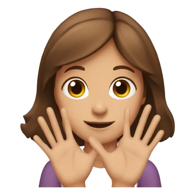 Girl with brown hair making a hand heart  sticker