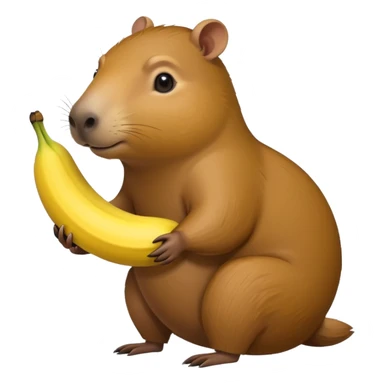 Capibara with a banana sticker
