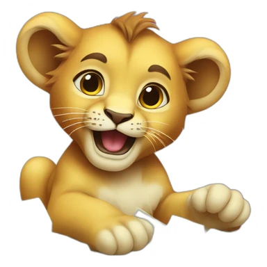 baby lion plays with money sticker
