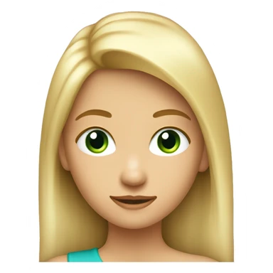 niña de 14 años con pelo rubio largo y ojos verdes con azul piel bastante clara y de cuerpo entero sticker