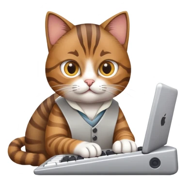 cat software developer with keyboard sticker
