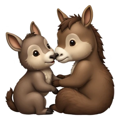 a donkey kissing an otter sticker