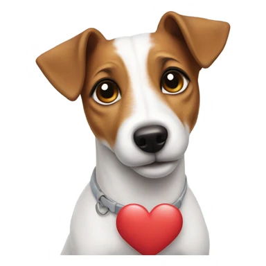 Jack Russel with a heart on her head sticker