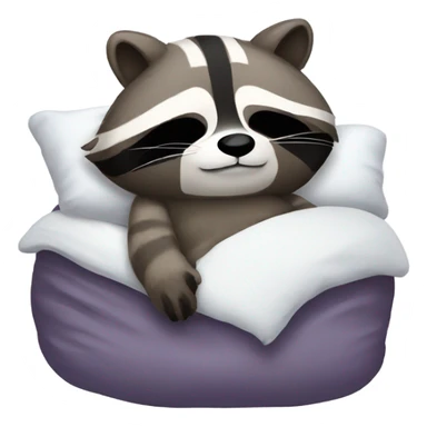 raccoon cozy in bed sticker
