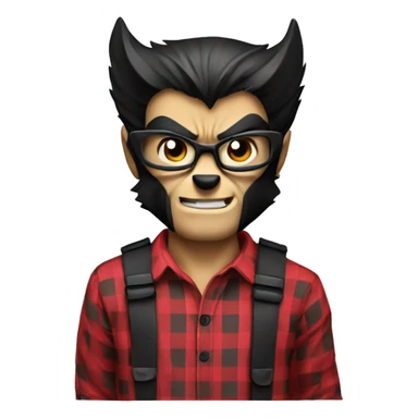 wolverine in a checkered red and black shirt sticker