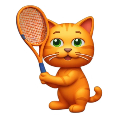 Orange Plasticine cat with a tennis racket in his hand sticker