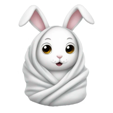 White bunny wrapped in a blanket sticker